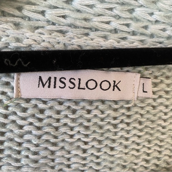 Misslook Chunky Oversized Light Blue Cardigan Sweater Button Closure Large - Picture 3 of 9